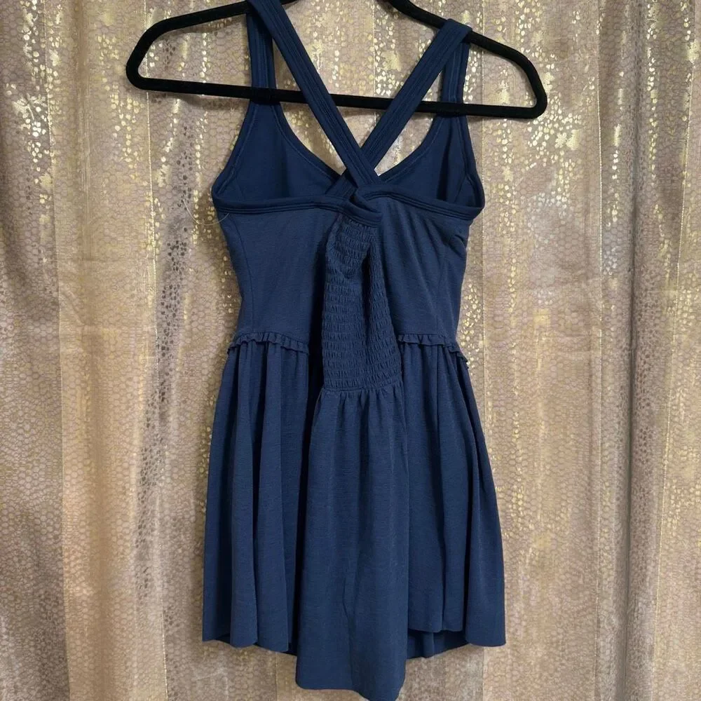 Free People Movement Smockin Hot Navy Blue Dress Shorts Small NWOT